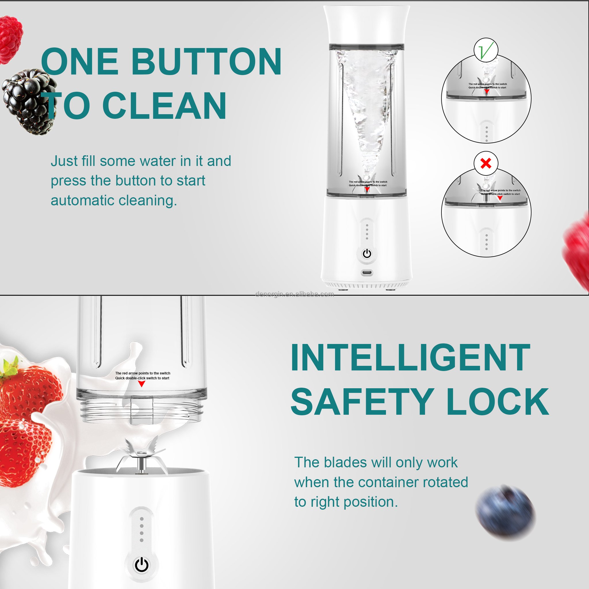 Mini Juicer Blender BPA Free Safety Lock USB Charging Blender 4000mAh Battery Electric Blender