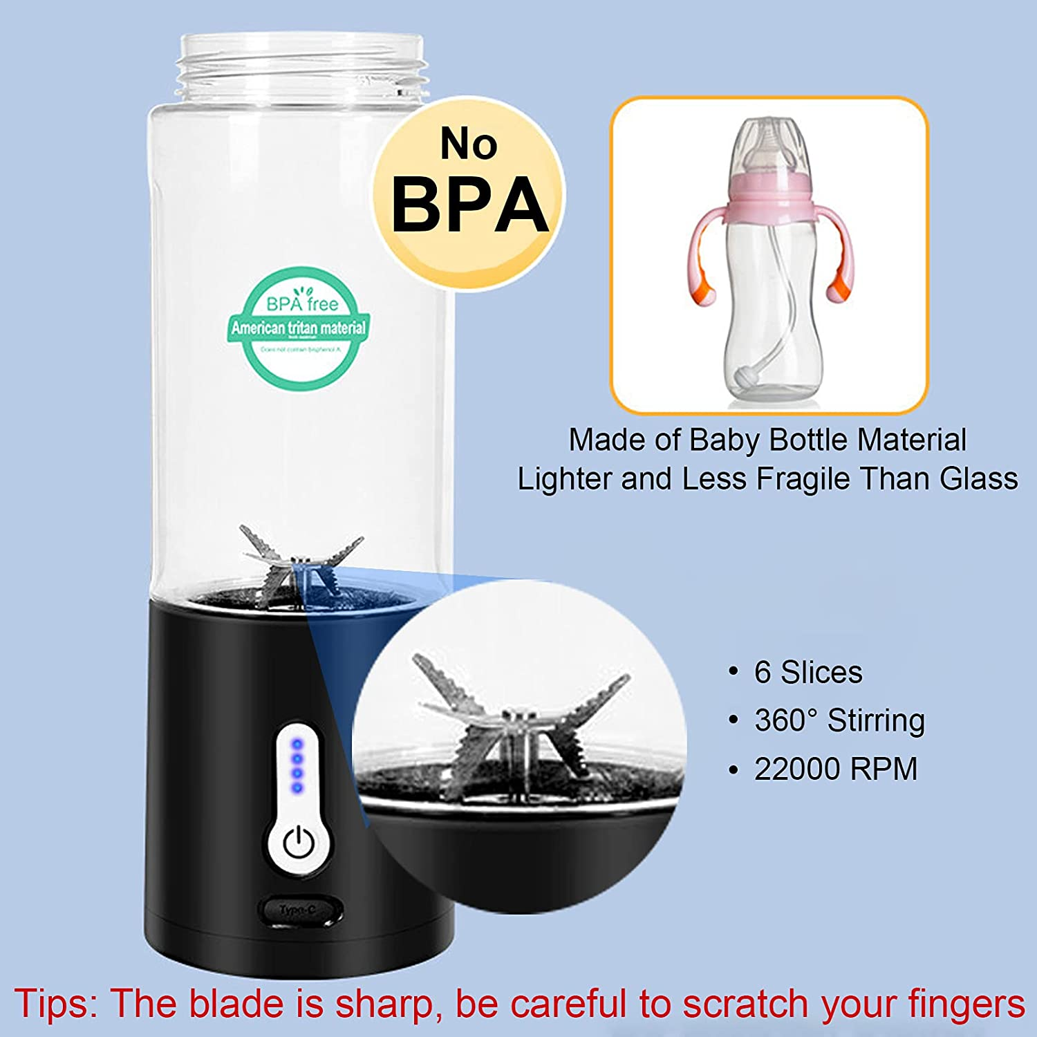 Ligkevan Electric Fresh USB Rechargeable Mixer For Shakes And Smoothies Cup Personal Bottle Mini Juice Portable Juicer Blender