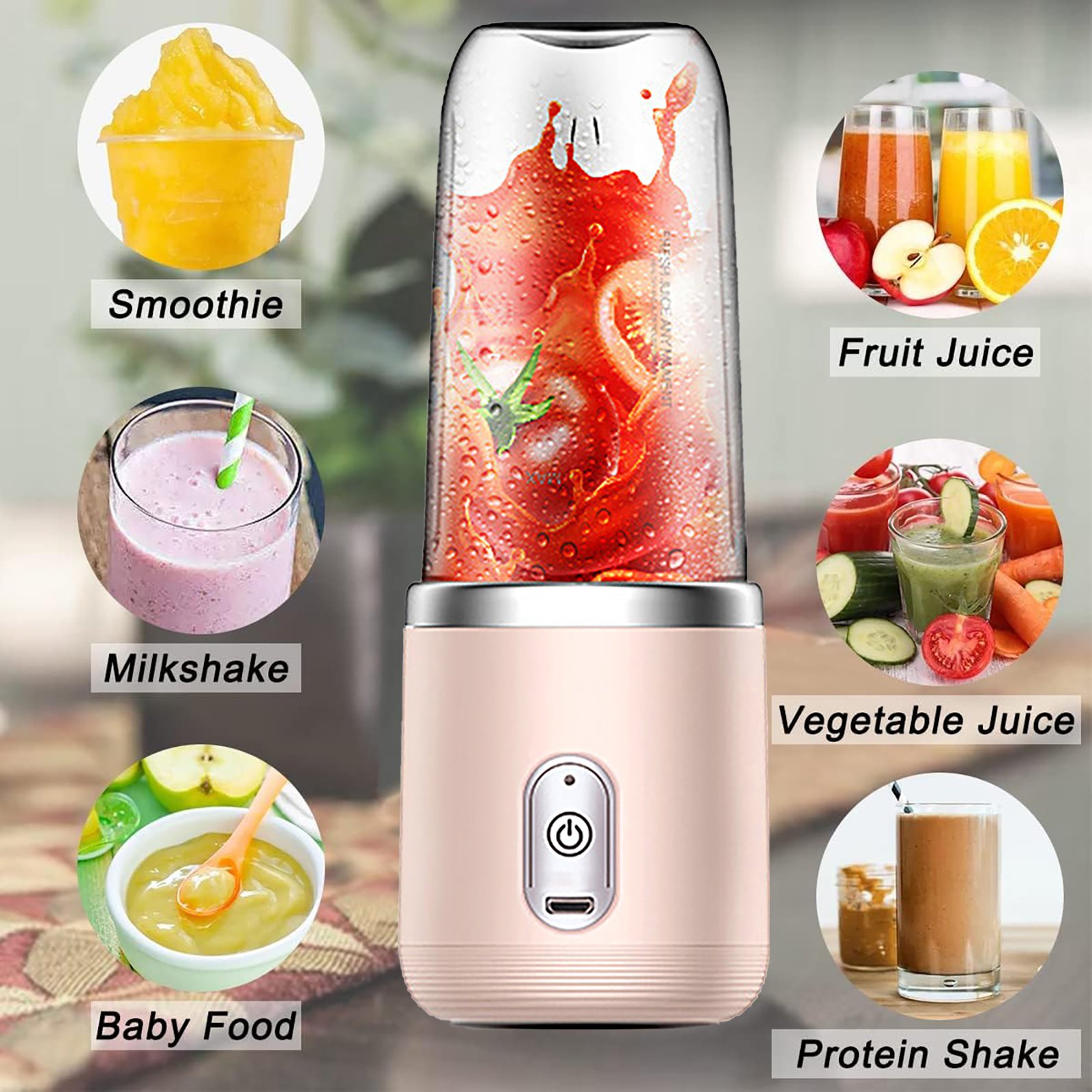 Portable Juicer Cup Extractor Smoothie Food Mixer Ice Crusher Electric Mini Juicer Machine Usb Charging Fruit Squeezer Blender