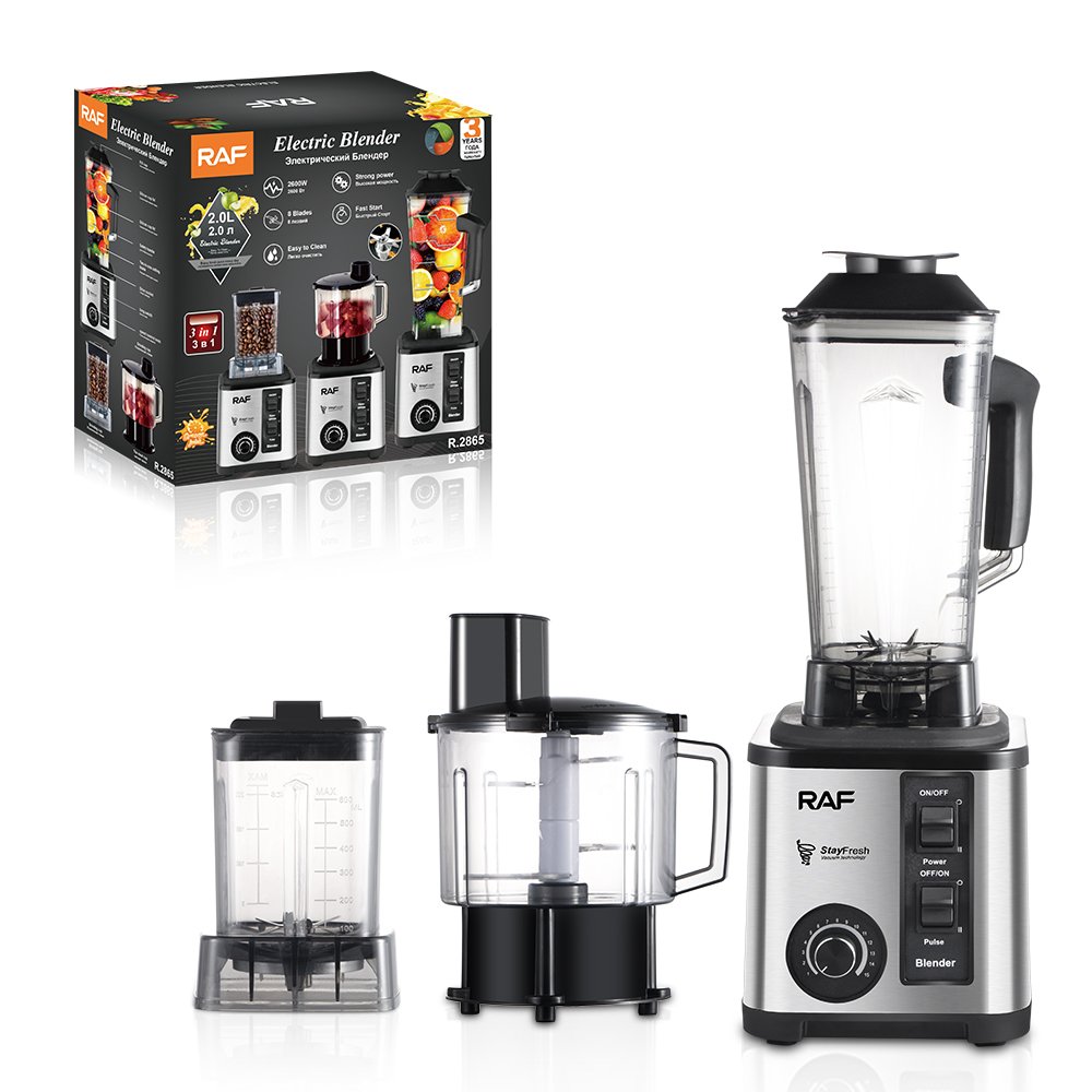 New 3 in 1 Electric Blender Countertop Stainless Steel Blade Smoothies for Fruit Meat Beans