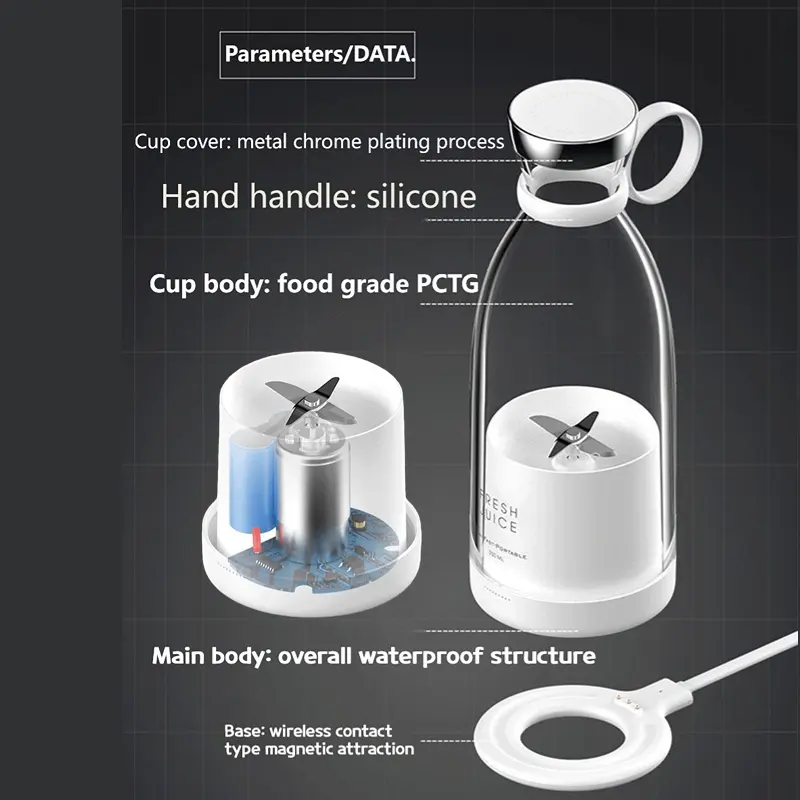 Fresh Juice Blender Portable Blender 350Ml Wireless Rechargeable Usb Juicer Cup Fruit Mixer Smoothie Juicer Blender