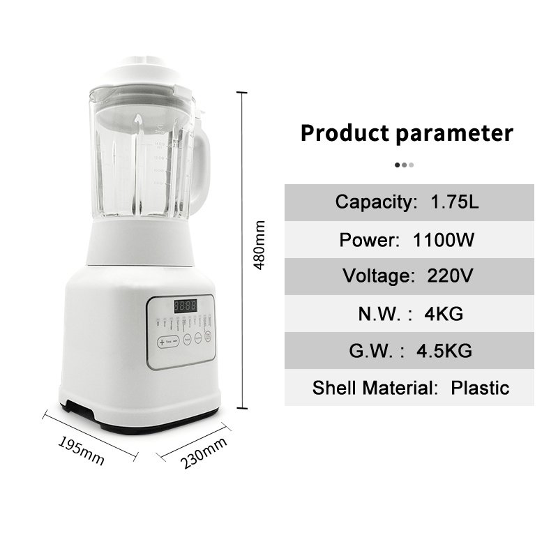 Kitchen Table High Speed Electric Blender Juicer Smart Digital Multipurpose Power Blender Glass