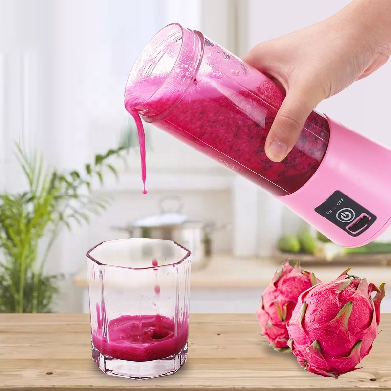 Lenrood Juicer LR-03 Portable USB 380ML portable Six Blades Juicer Cup Machine Rechargeable Fruit Juice Portable Blenders