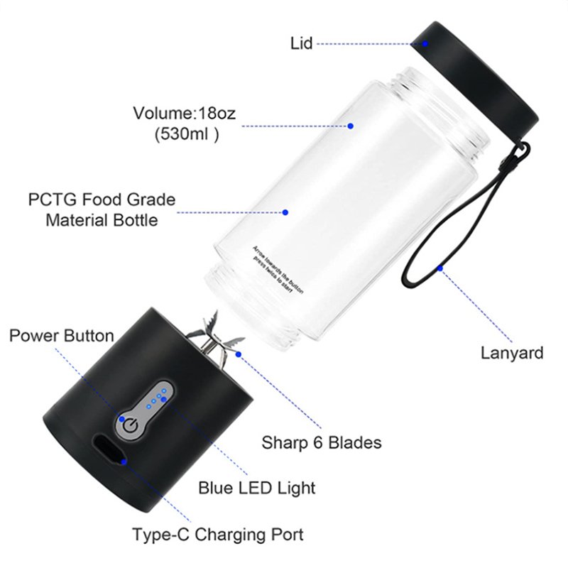 small kitchen appliance USB rechargeable large capacity mult-functional food mixer Portable juicer blender
