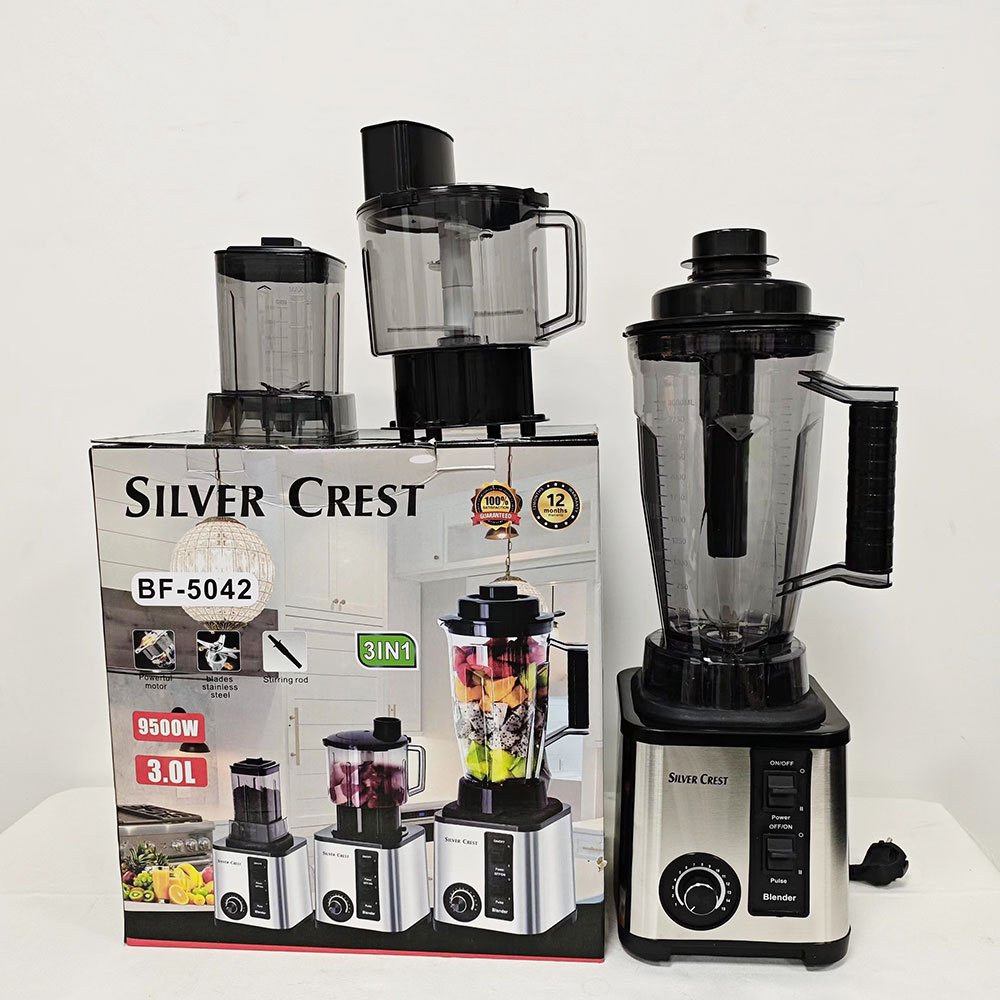 In stock Kitchen 2024 New SILVER CREST BARDEFU 9500W 3L Stainless Steel Professional Commercial Mixer Heavy Duty Blender 3 in 1