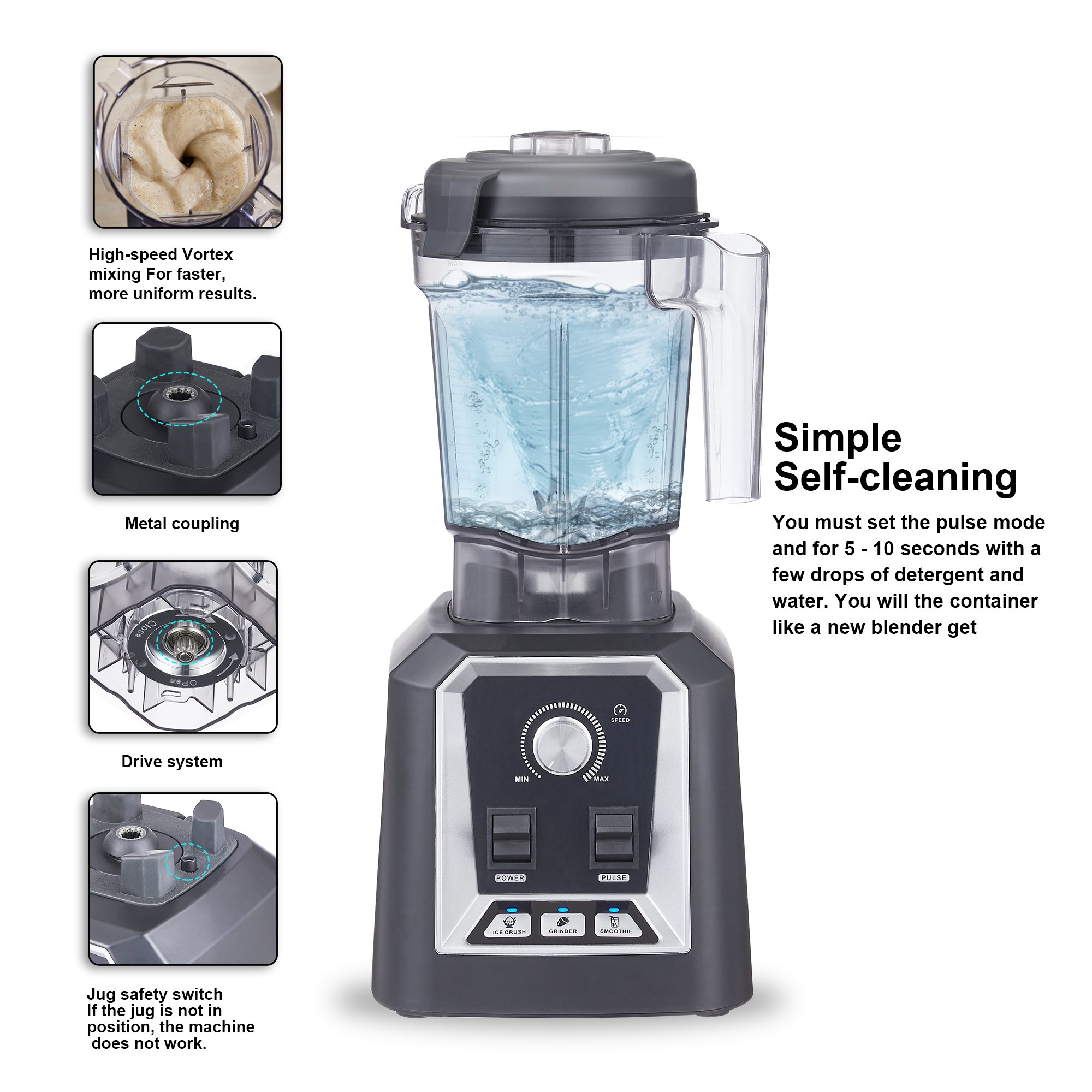 BioloMix Blenders for Kitchen 2200W Professional Countertop Blender with 2L Pitcher Smoothie Blender Maker