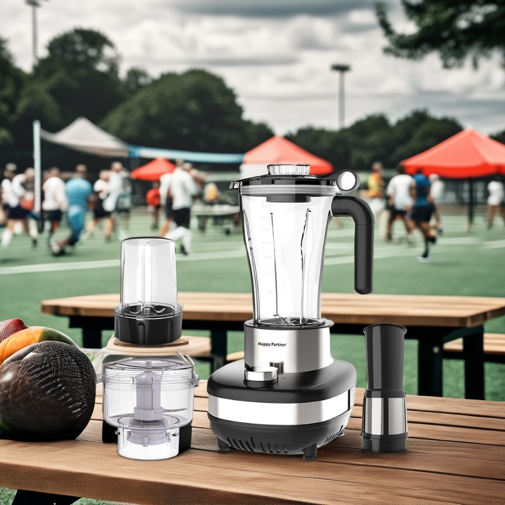 Happy Partner Electric Food Processor Heavy-Duty Multifunctional Blender with ABS Knob Controls and Grinder Features Mask