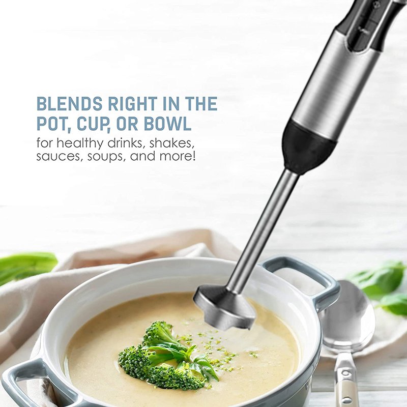 1000W Splashproof Blender Shaft with 304 Stainless Steel Blade Egg Whisk BPA-Free Food Processor Beaker Immersion Hand Blender