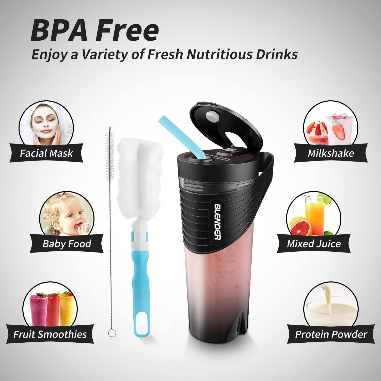 Ligkevan Factory Custom Logo Packaging 470ML Portable Electric Juicer Machine USB Rechargeable Sports Mini Blender Shaker Bottle
