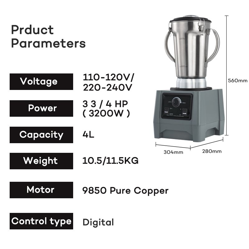 Commercial Multi-purpose 26000RPM 4L Stainless Steel Cup Blender