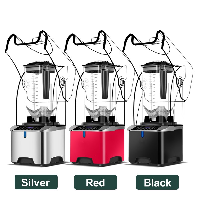 High Speed Commercial Blender Sound Insulation Design Heavy Duty Ice Crushing Smoothie Machine Electric Plastic Stainless Steel