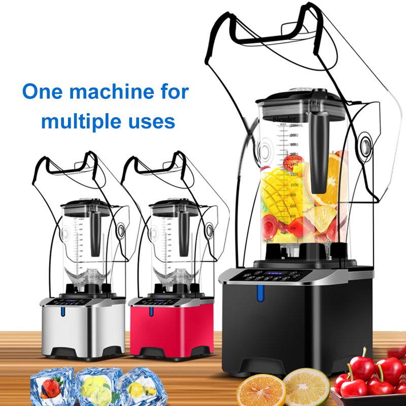 High Speed Commercial Blender Sound Insulation Design Heavy Duty Ice Crushing Smoothie Machine Electric Plastic Stainless Steel