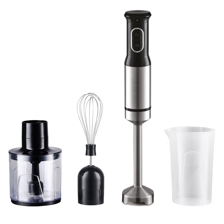 3 in 1 Kitchen Appliance Set Electric Hand Stick Blender Stainless Steel Mixing Bowl Button Plastic Container-for Household Use