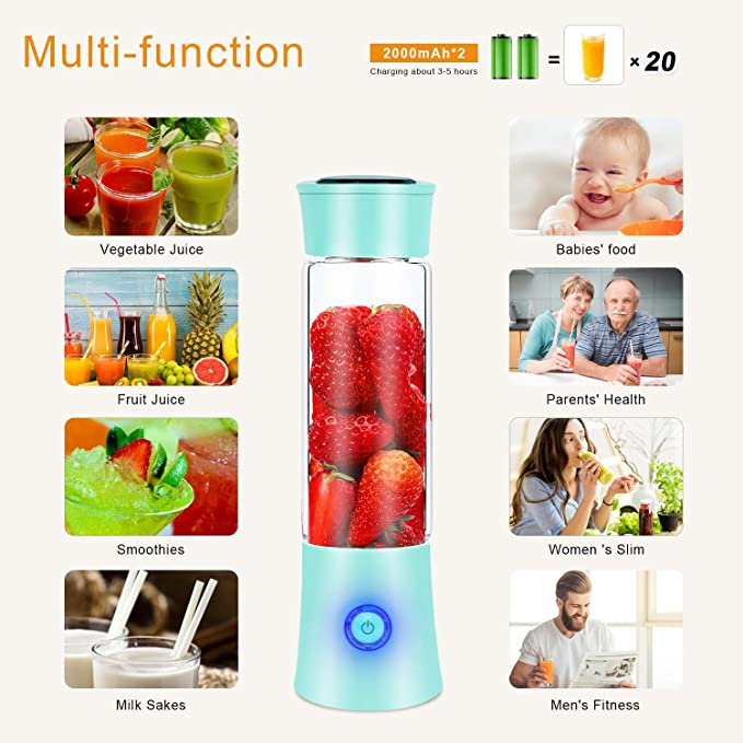 480ml strong power usb recharged portable juice personal size blender