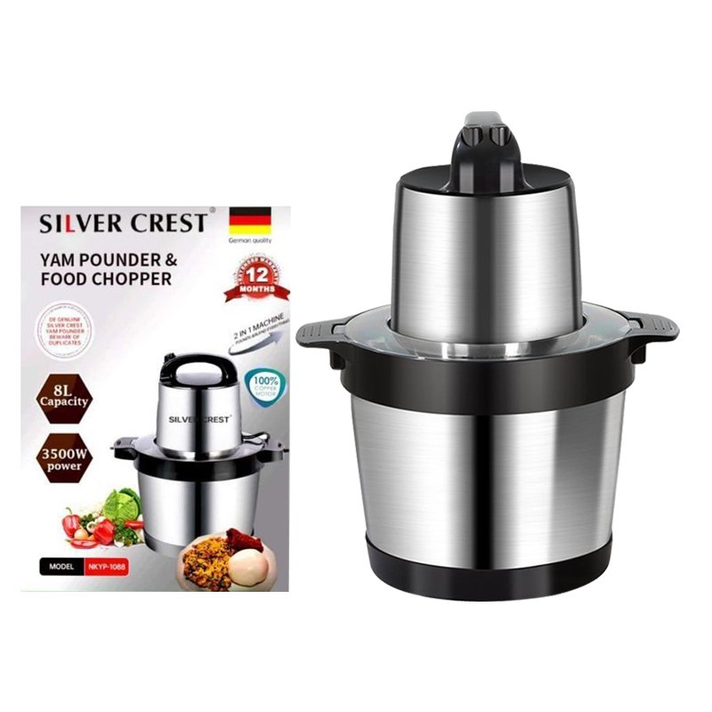 Silver Crest 6L/8L Capacity Meat Grinder 4 S/S blades Yam Pounder Fufu Pounding Blender