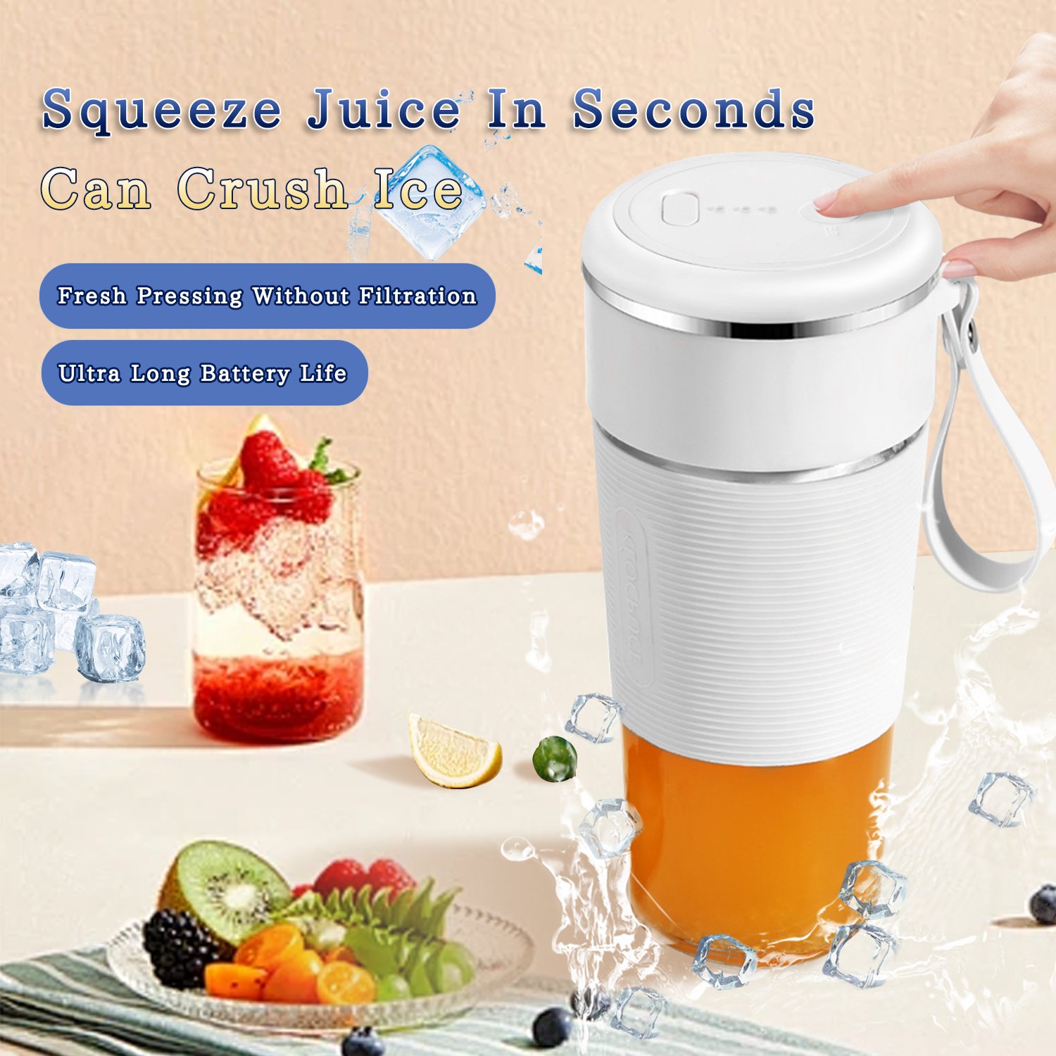 Hot Selling Portable USB Electric Mini Fruit Juicer - Wireless Citrus Extractor for Oranges & Smoothies, Handheld Blender