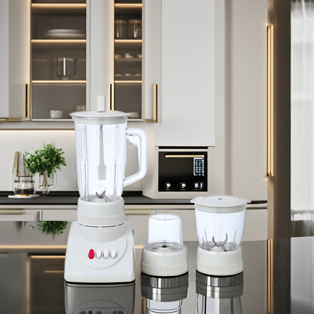 1.0L Plastic Jar 2 Speeds 3 in 1 Electric Blender With Grinder Food Blender