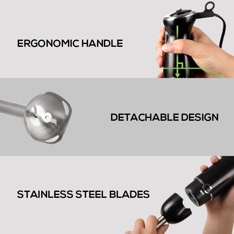 1000W Speed Adjustable Stick Blender Copper Motor Mixing Beaker Stainless Steel Blade Hand Immersion Blender