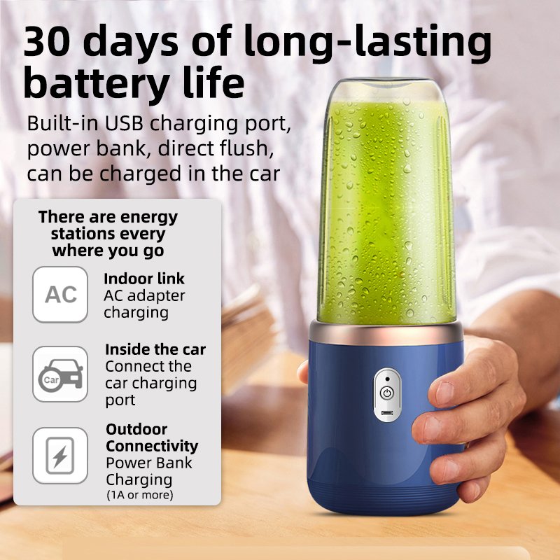 Home use 6 blades smart Juicers and USB type-C rechargeable personal portable smoothie blender