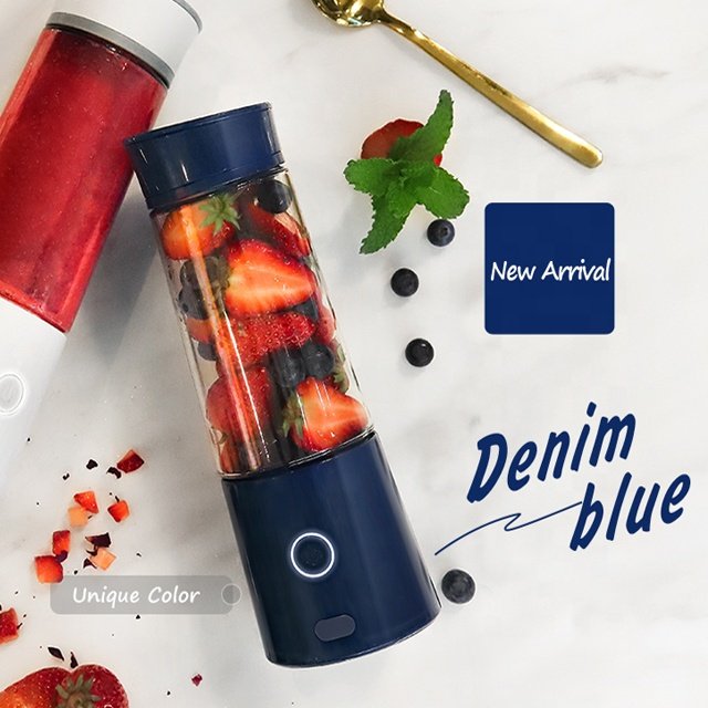 Hot sale colorful personal travel 400ml mini usb juicer blender smoothie maker portable rechargeable blender
