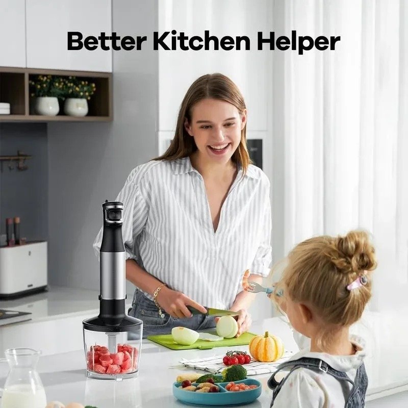 Adjustable 1000W Hand Immersion Blender Powerful 5 in 1 Stainless Steel Stick Food Mixer Electric Blender