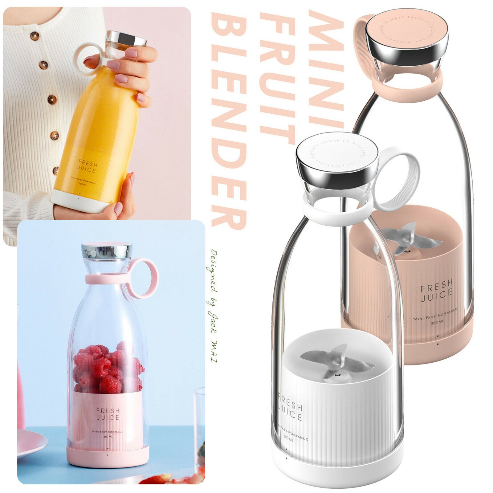 Wireless Rechargeable Fruit Fresh Juice Personal Mixer Bottle Mini Smoothie Portable Juicer Blender