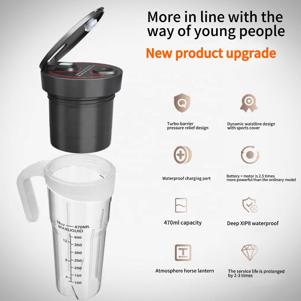 16 Oz Rechargeable Portable Blender Shakes and Type-C Personal Blender Mini Smoothie Blender with Ultra Sharp