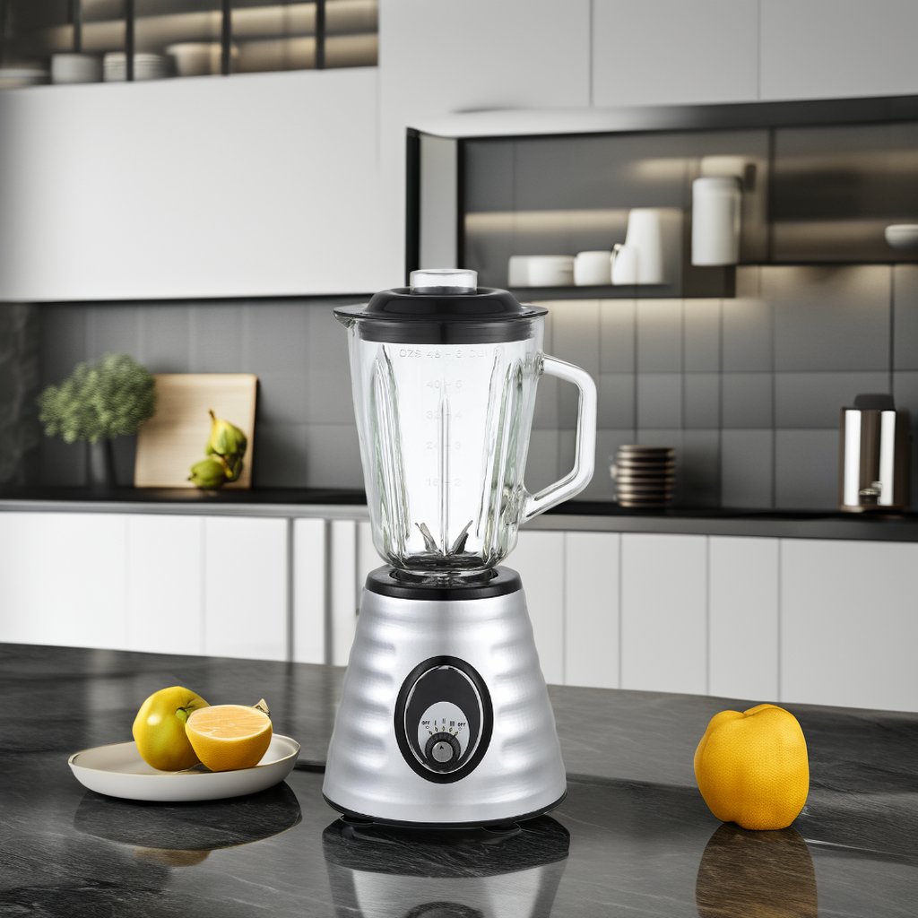 600W 3 Speeds 2 In 1 Stainless Body 1.5L Glass Jar Powerful Electric Blender Powerful Ice Crushing Blender