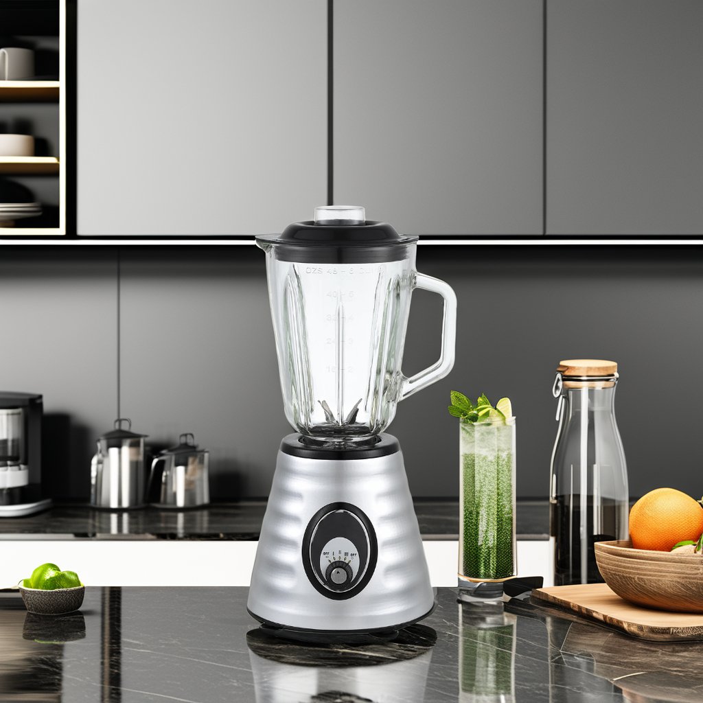 600W 3 Speeds 2 In 1 Stainless Body 1.5L Glass Jar Powerful Electric Blender Powerful Ice Crushing Blender