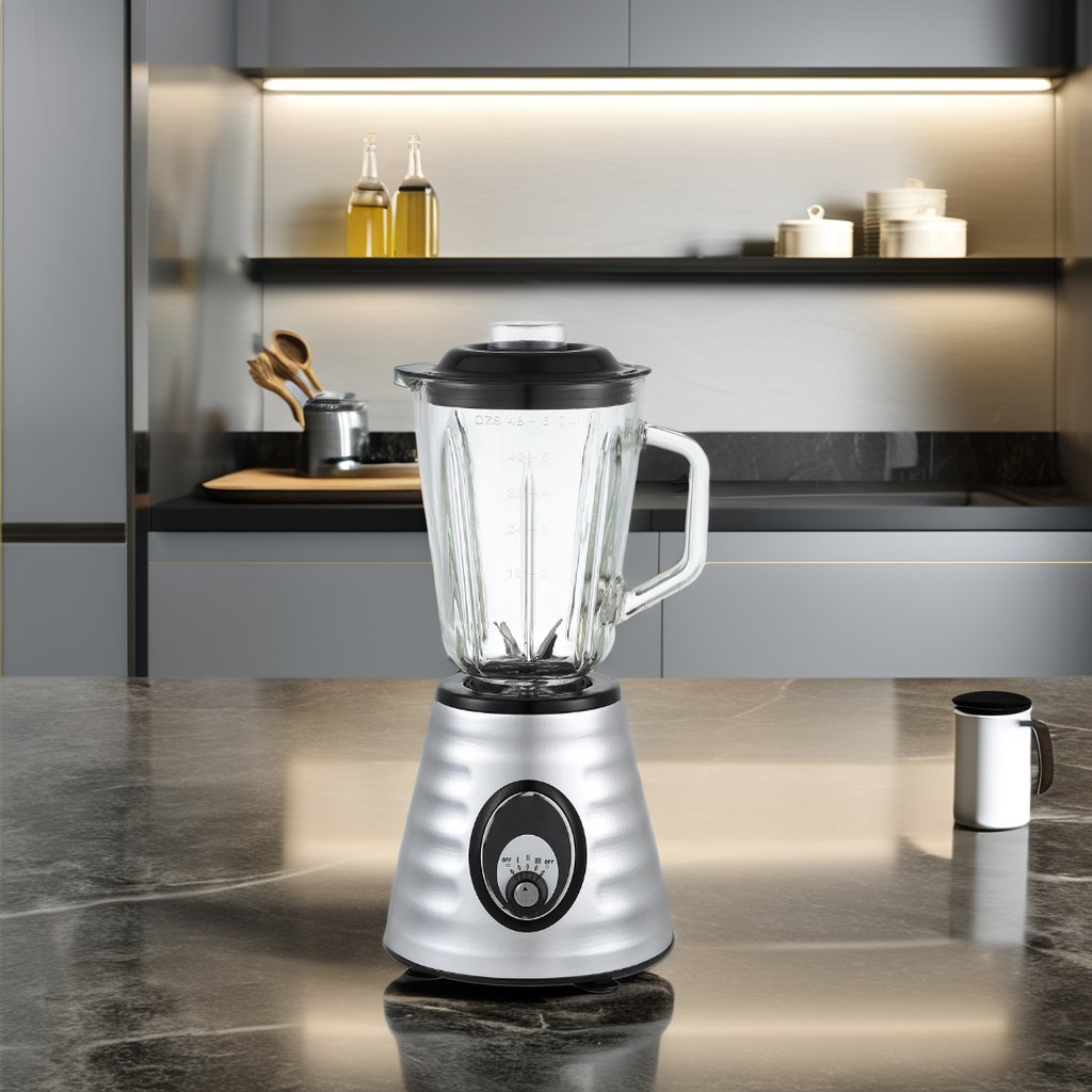 600W 3 Speeds 2 In 1 Stainless Body 1.5L Glass Jar Powerful Electric Blender Powerful Ice Crushing Blender
