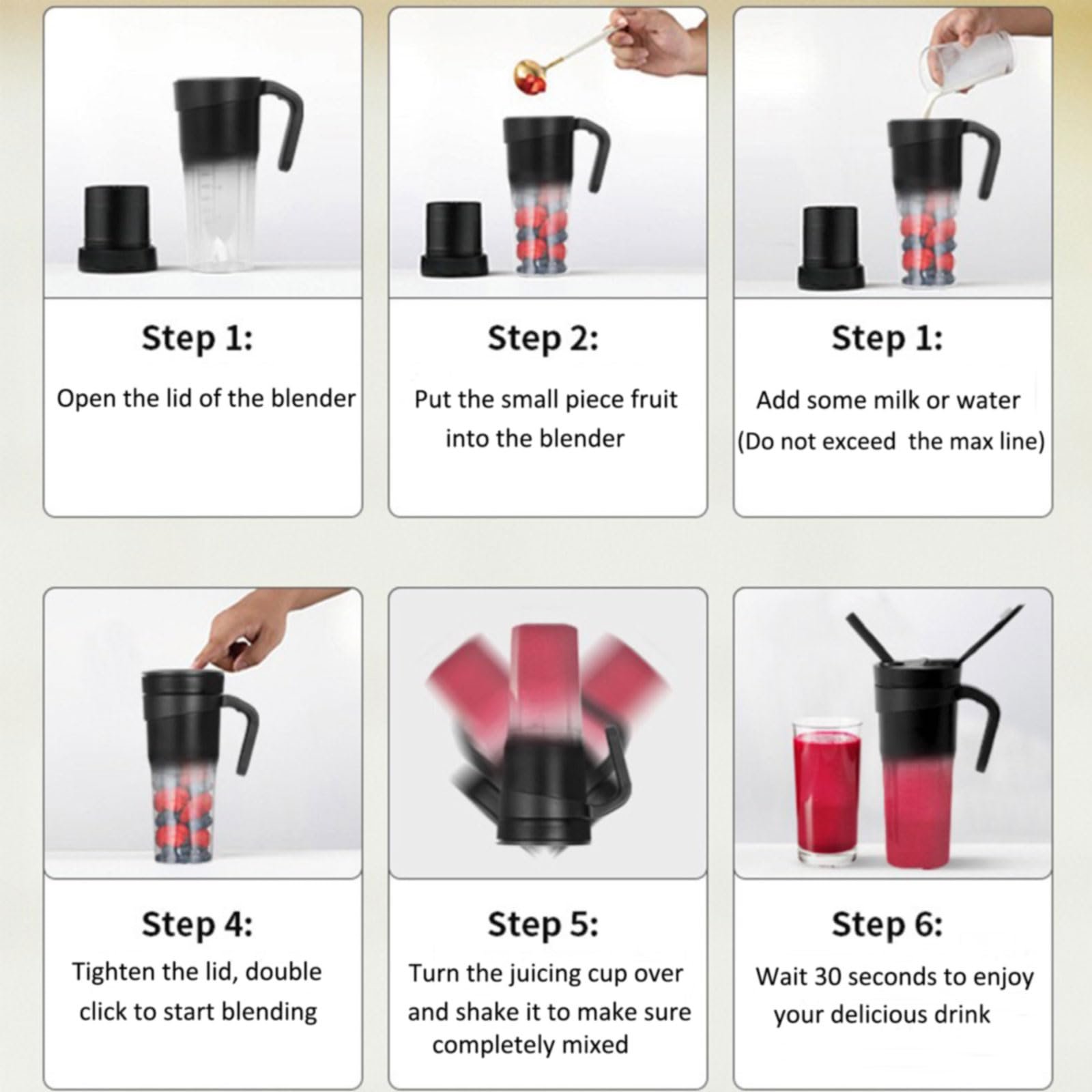 Top Quality Portable Blender Cup Bottle Usb Rechargeable 460ml 6 Blades Fruit Mixer Hand Juicer Blender For Outdoor Sport Travel