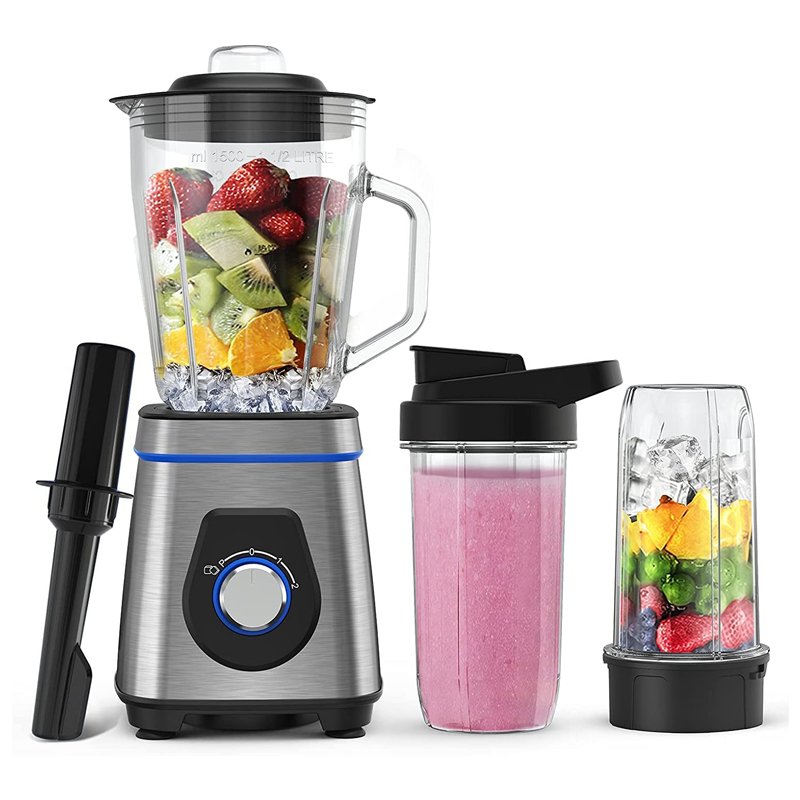 Glass Smoothie Blender for Kitchen 6 Stainless Steel Blades and 2 Speeds & Pulse Function
