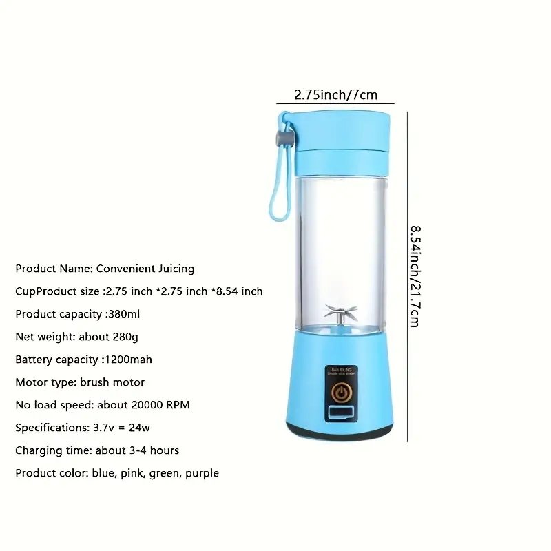 Wireless Portable Blender 6-leaf Blade USB Rechargeable Mini Juice Blender Suitable For Juice Shakes Vegetable Mini Juicing Cups