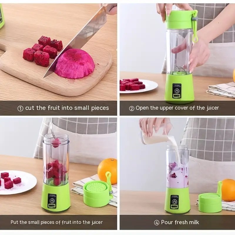 Wireless Portable Blender 6-leaf Blade USB Rechargeable Mini Juice Blender Suitable For Juice Shakes Vegetable Mini Juicing Cups