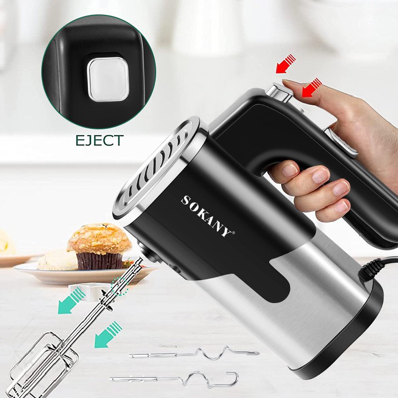 Make a cream cake and beat the eggs eggbeater electric blender