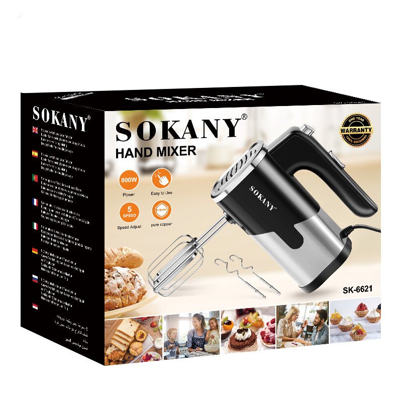 Make a cream cake and beat the eggs eggbeater electric blender