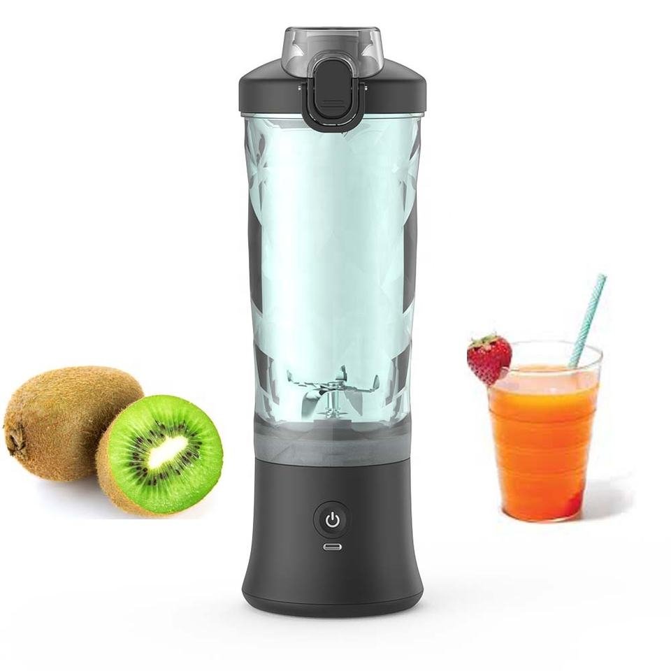 2024 Big Capacity New Product Idea Unique Design 600ml Portable Personal Black Blender Waterproof For Home Use With Drink Lid