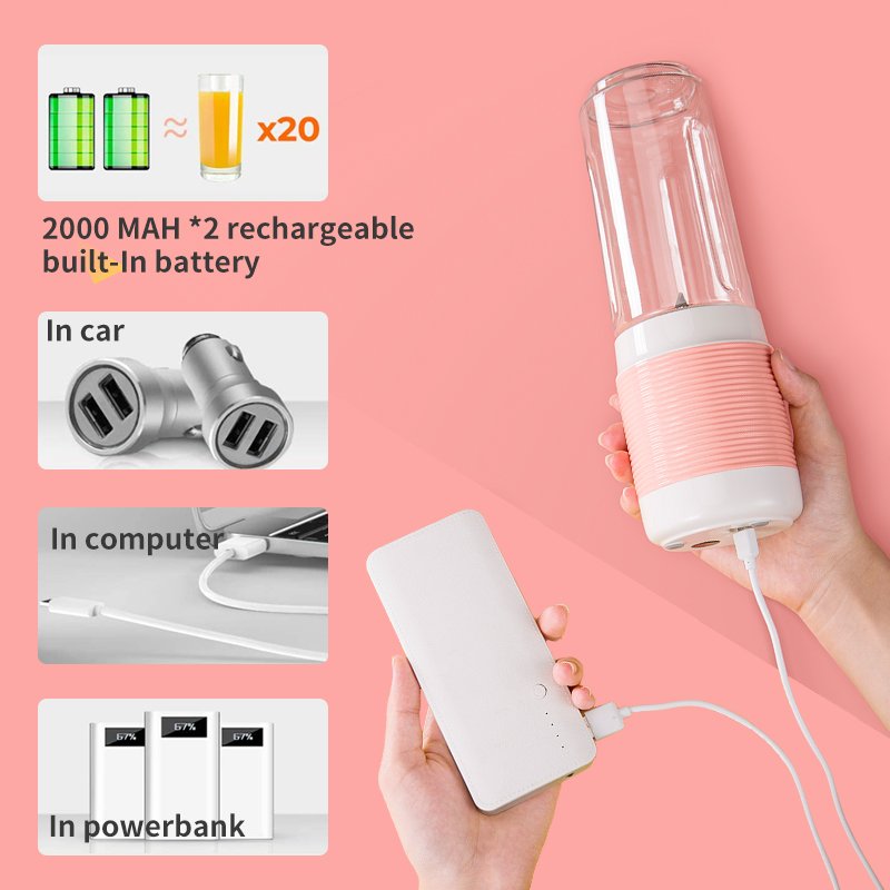 Hot sell new design 300ml mini travel rechargeable USB portable sport blender juicer cup
