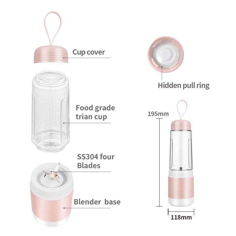 Hot sell new design 300ml mini travel rechargeable USB portable sport blender juicer cup