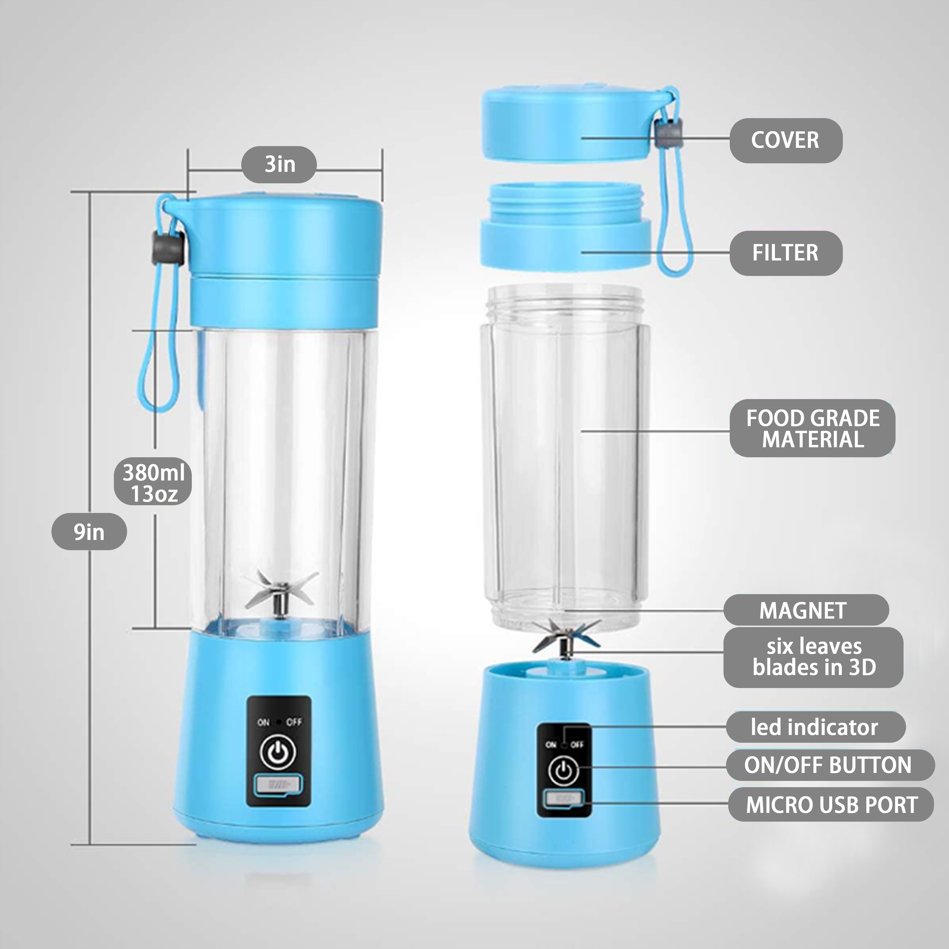 Factory wholesale Mini Fresh Juice Juicer Mixeur Fruit Mixer Bottle Liquidificador Licuadora Portatil Smoothie Portable Blenders