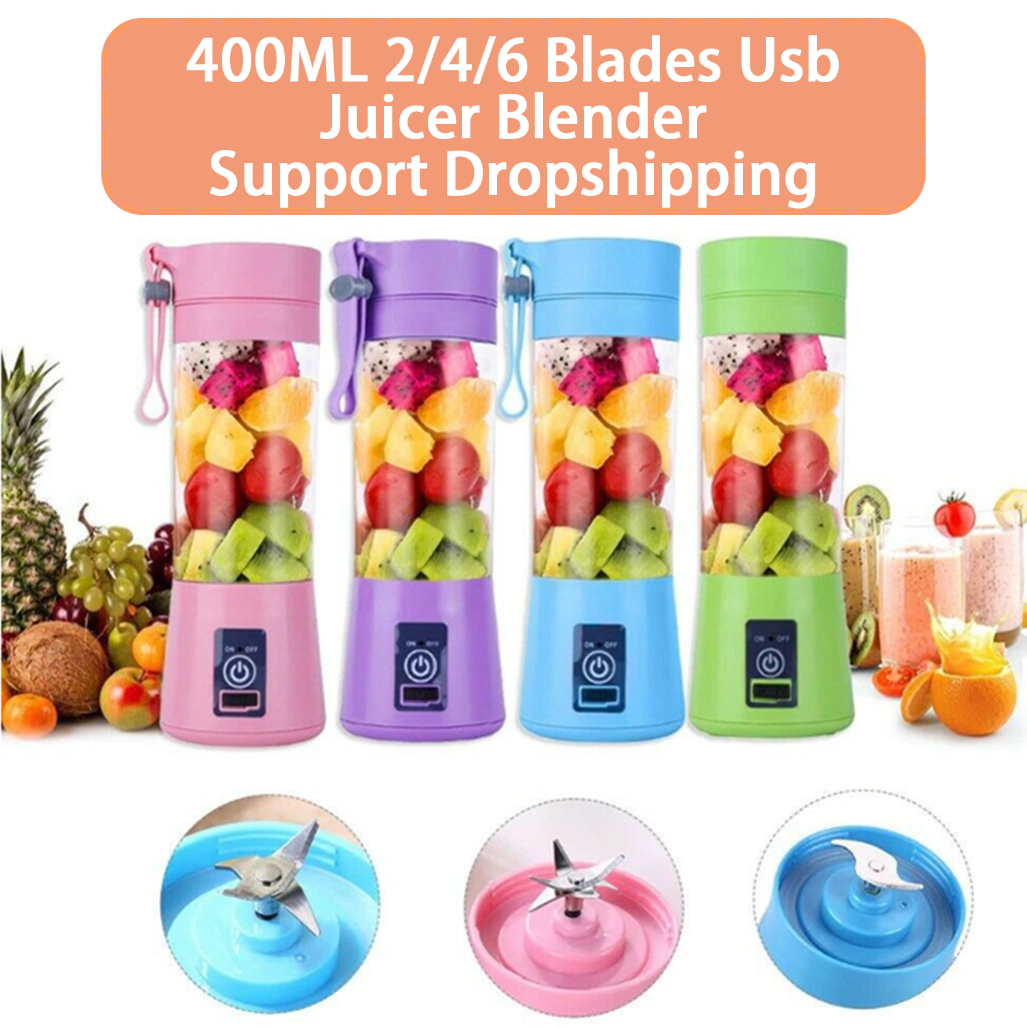 Factory wholesale Mini Fresh Juice Juicer Mixeur Fruit Mixer Bottle Liquidificador Licuadora Portatil Smoothie Portable Blenders