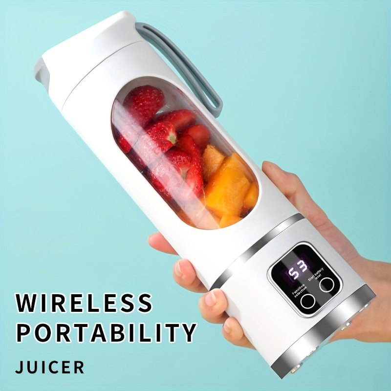 Quality Portable Usb Rechargeable Juicer Mini Blender Ice Crusher Digital Display 12 Blades Juice Mixer Suitable For Travel