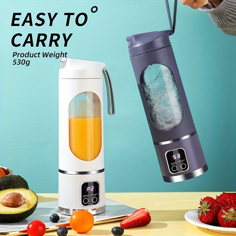 Quality Portable Usb Rechargeable Juicer Mini Blender Ice Crusher Digital Display 12 Blades Juice Mixer Suitable For Travel
