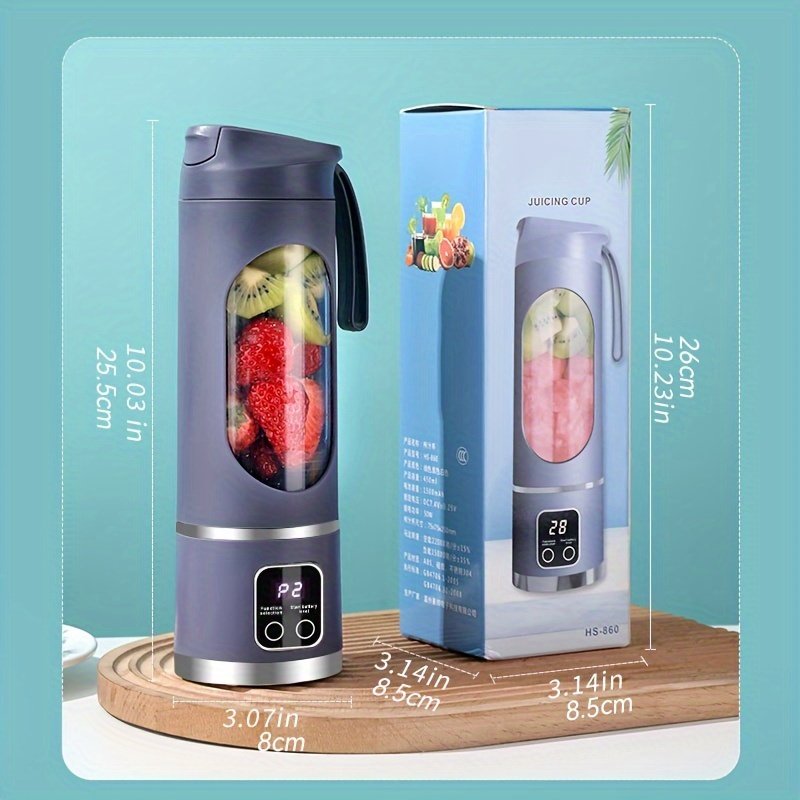 Quality Portable Usb Rechargeable Juicer Mini Blender Ice Crusher Digital Display 12 Blades Juice Mixer Suitable For Travel