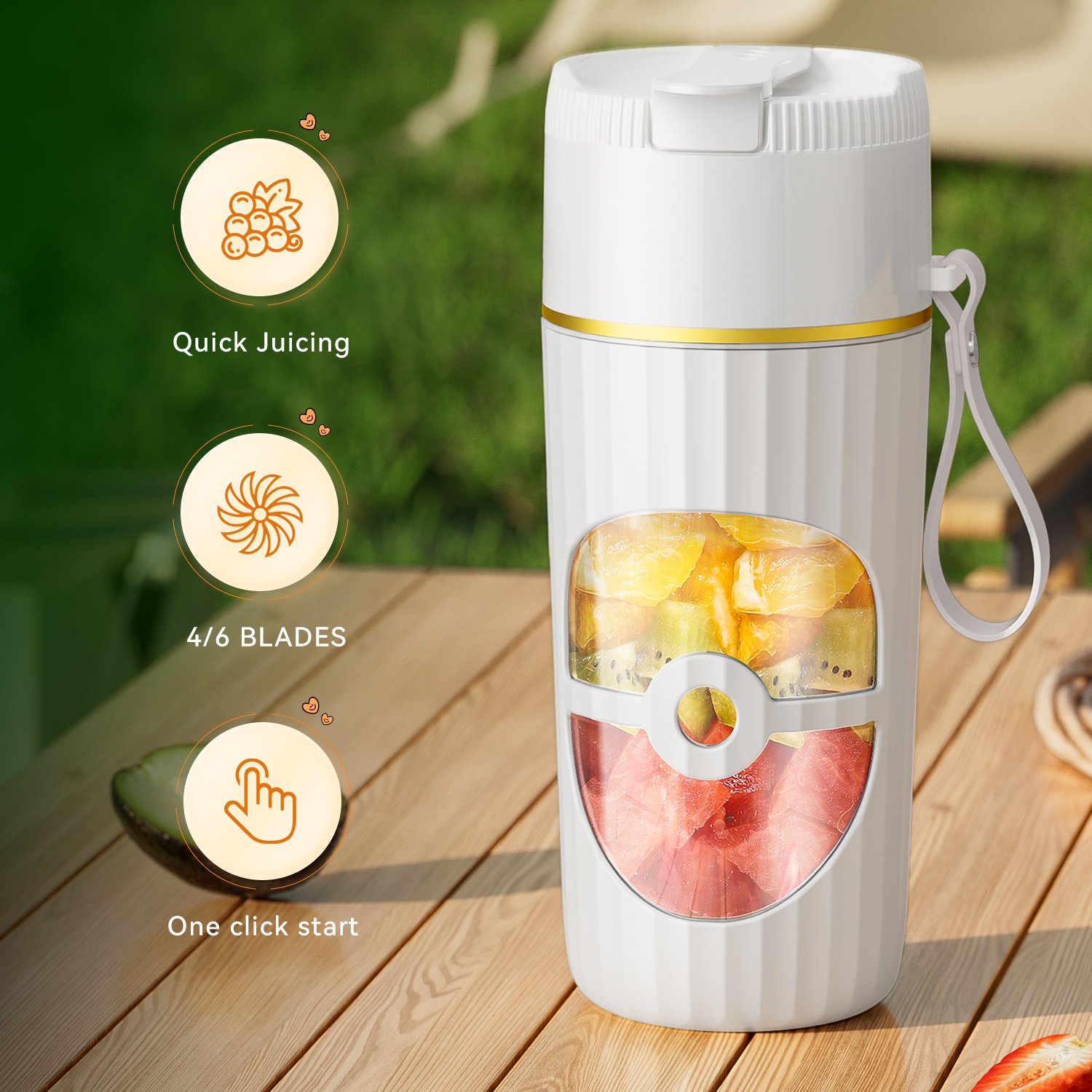 Hot Portable Usb Electric Mini Fruit Juicer Machine Wireless Citrus Extractor For Oranges Smoothies, Handheld Food Blender