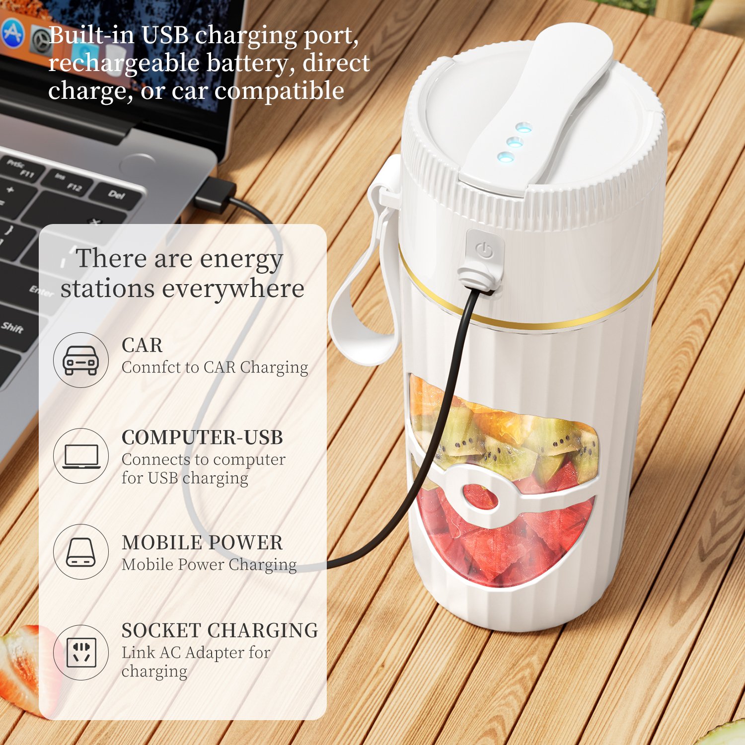 Hot Portable Usb Electric Mini Fruit Juicer Machine Wireless Citrus Extractor For Oranges Smoothies, Handheld Food Blender