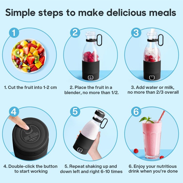 350ml personal mini portable blender fresh juicer wireless cordless blender for outdoor home car USB-C rechargeable