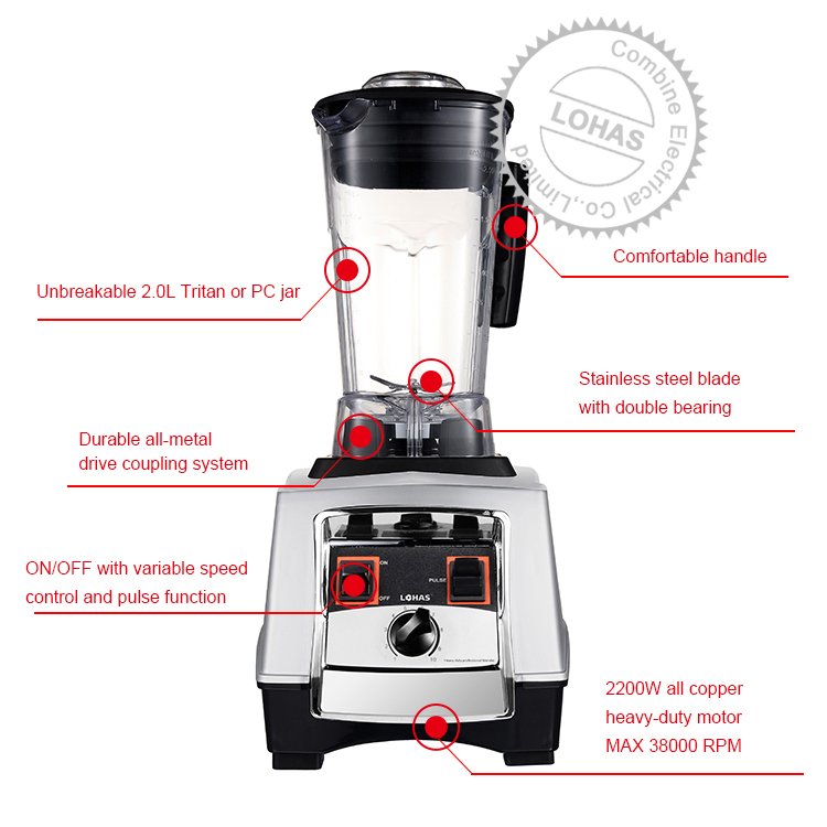 2200W heavy duty commercial ice blender 30000RPM