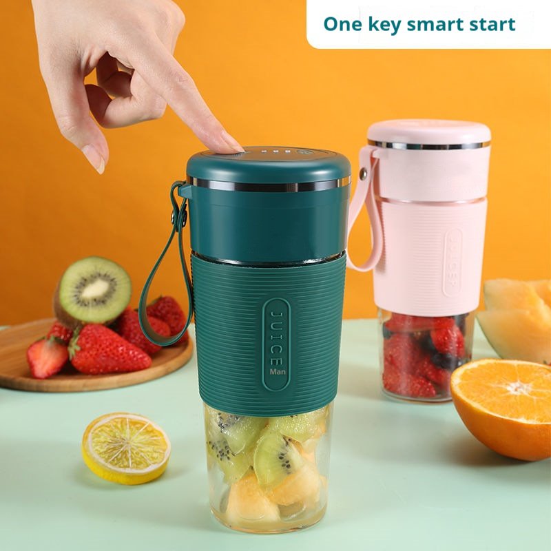 10OZ rechargeable mini Glass electric Portable Blender 4-6 Blades on-the-go personal Blender for Shakes & Smoothies with straw