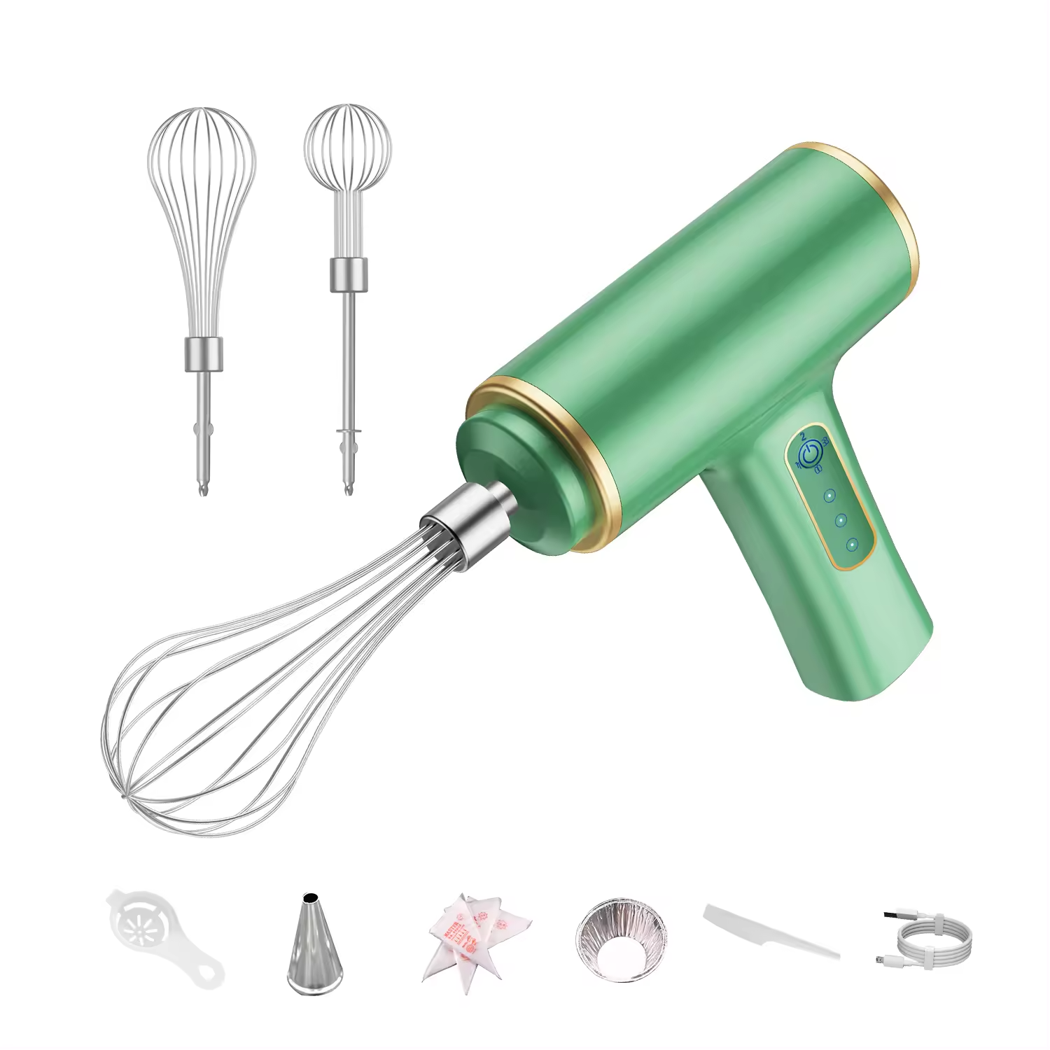 Kitchen Accessories Mini Automatic Electric Egg Beater Cordless Egg Whisk Plastic Portable Blender Free Spare Parts Push Button